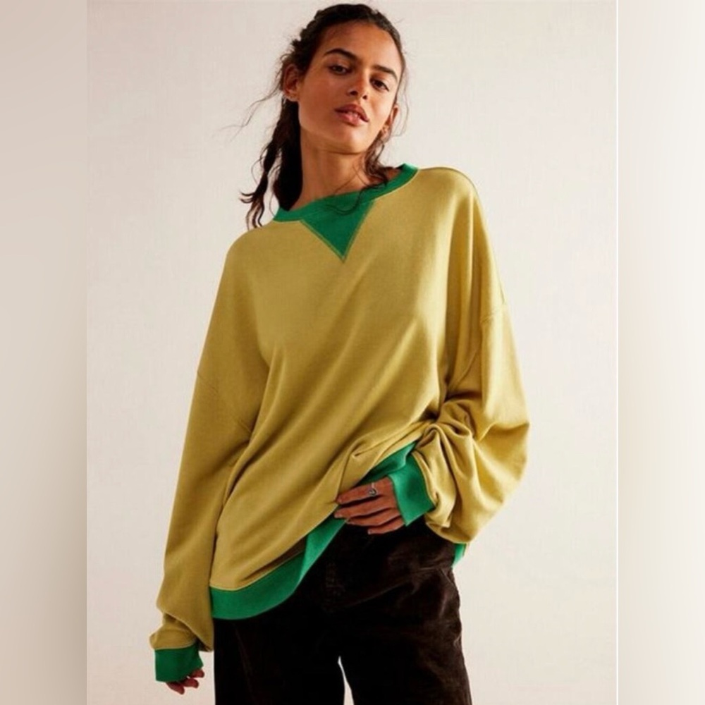 Free People We The Free Classic Crew Colorblock in Fall Leaf Combo